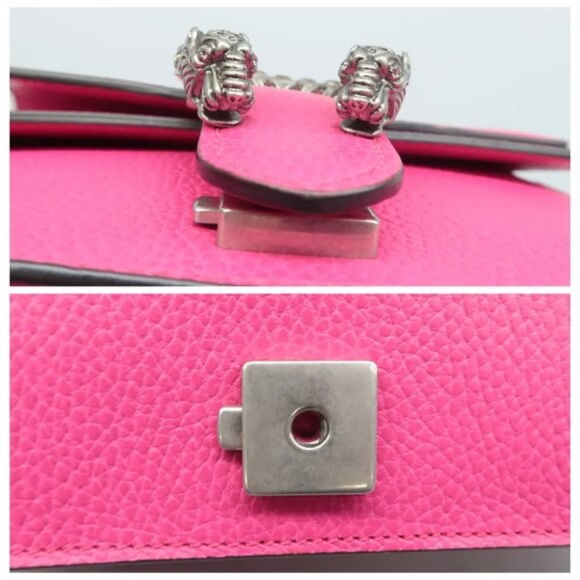 100% Authentic GUCCI Dionysus Mini Fuchsia Leather Shoulder Bag - Picture 8 of 12